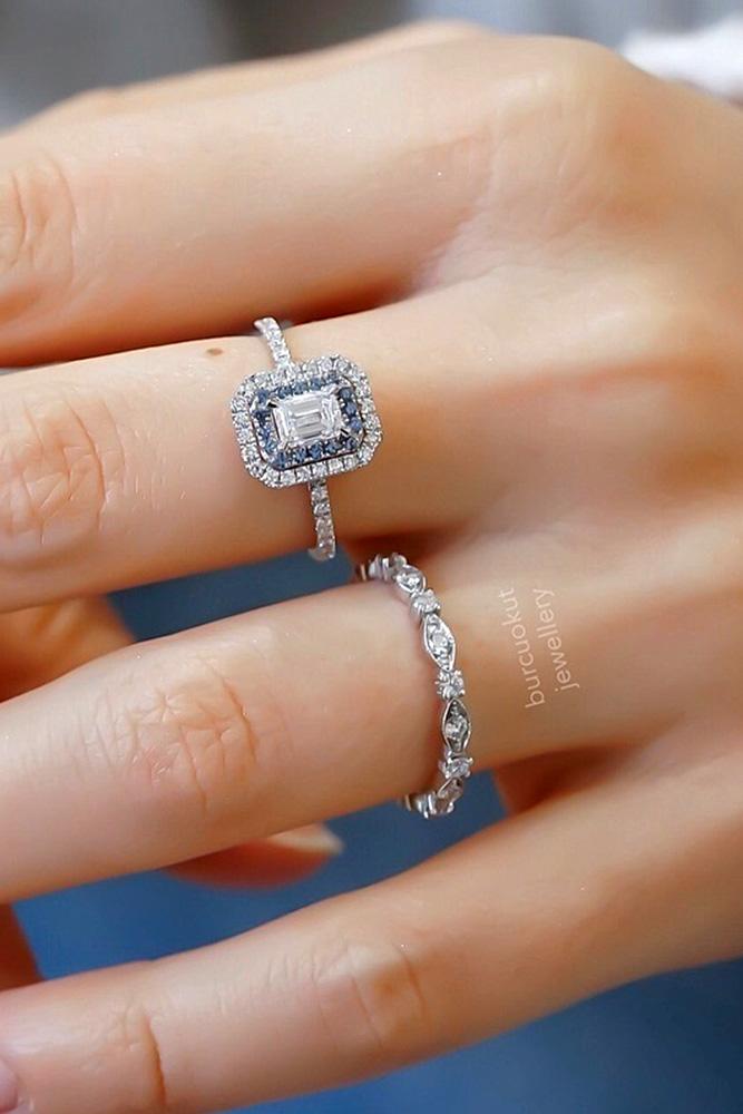 sapphire engagement rings unique engagement rings diamond engagement rings halo engagement rings weddng ring sets