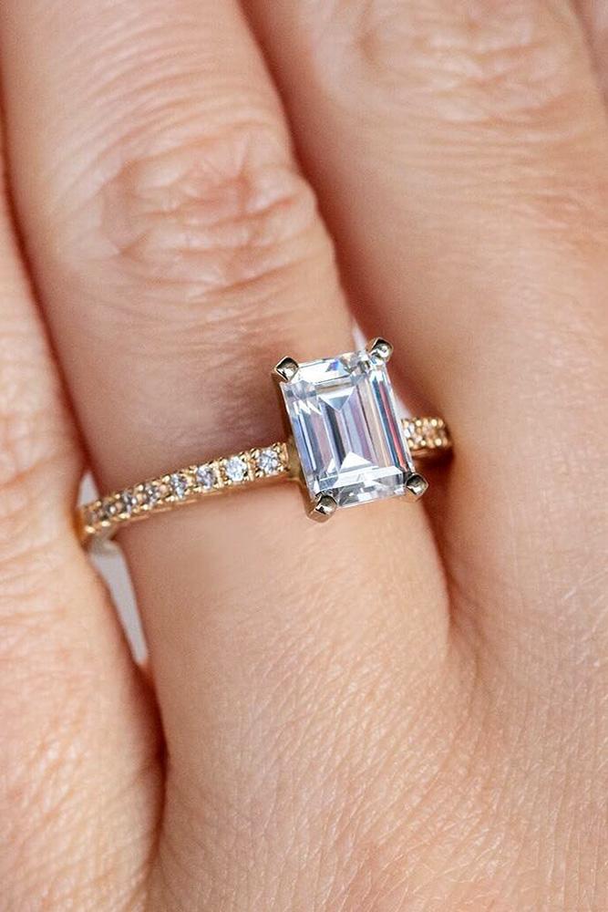 simple engagement rings rose gold engagement rings emerald cut engagement rings classic enagagement rings pave band
