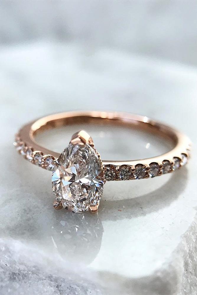 solitaire engagement rings pear cut engagement rings pave band rose gold engagement rings best rings