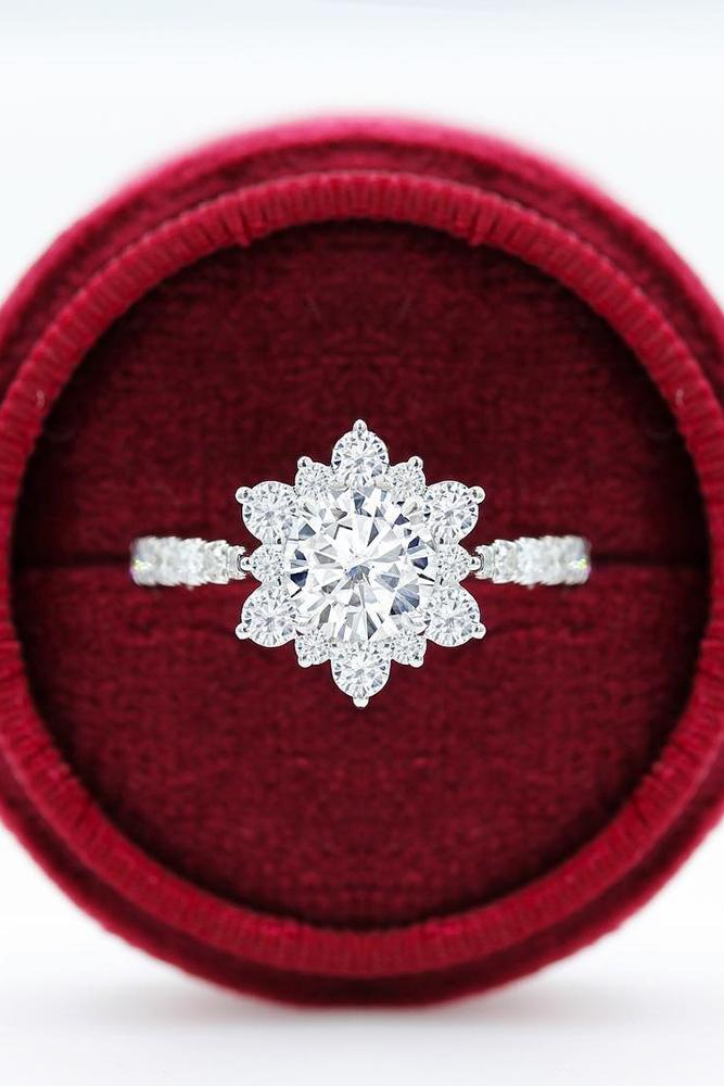 unique engagement rings diamond halo engagement rings white gold engagement rings floral engagement rings ring boxes