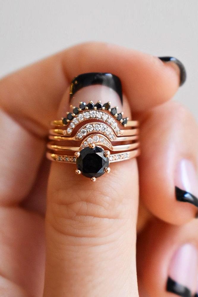 unique wedding rings black diamond wedding rings rose gold engagement rings diamond rings
