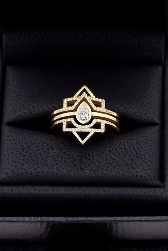 unique wedding rings rose gold wedding rings pear cut engagement rings diamond wedding rings unique wedding ring sets