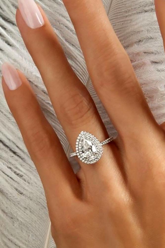 white gold engagement rings pear cut engagement rings diamond engagement rings double halo engagement rings