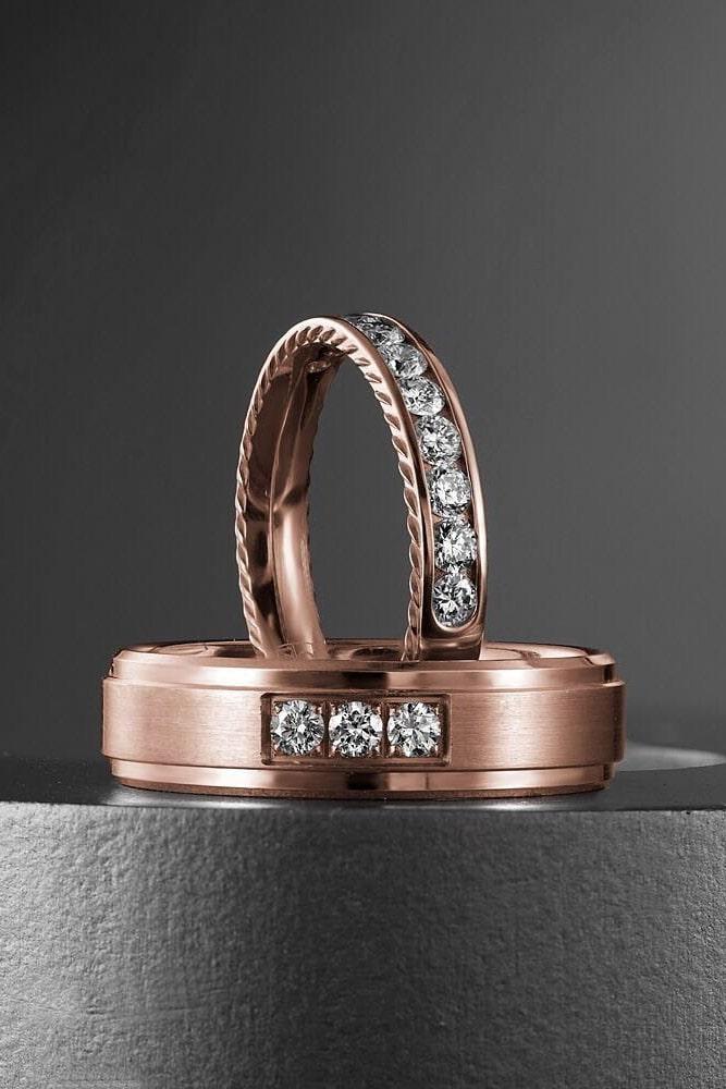 matching wedding bands rose gold wedding rings bridal sets rose gold bridal sets diamond rings