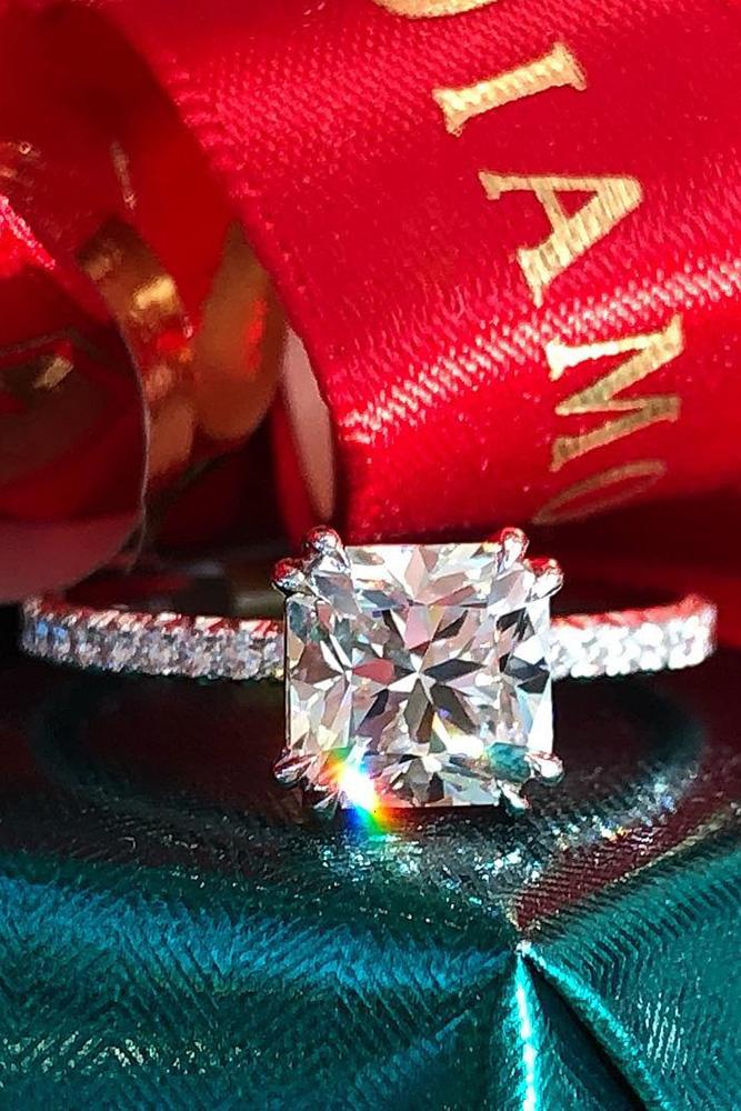 diamond engagement rings white gold engagement rings cushion cut engagement rings simple rings pave band