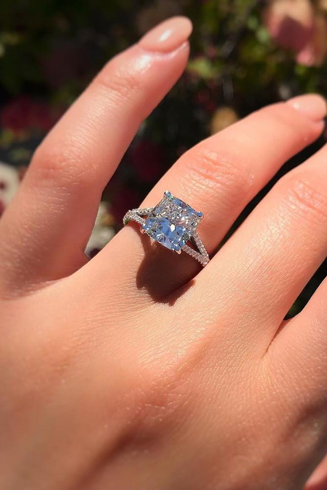 diamond engagement rings white gold engagement rings cushion cut engagement rings simple rings pave band split shank