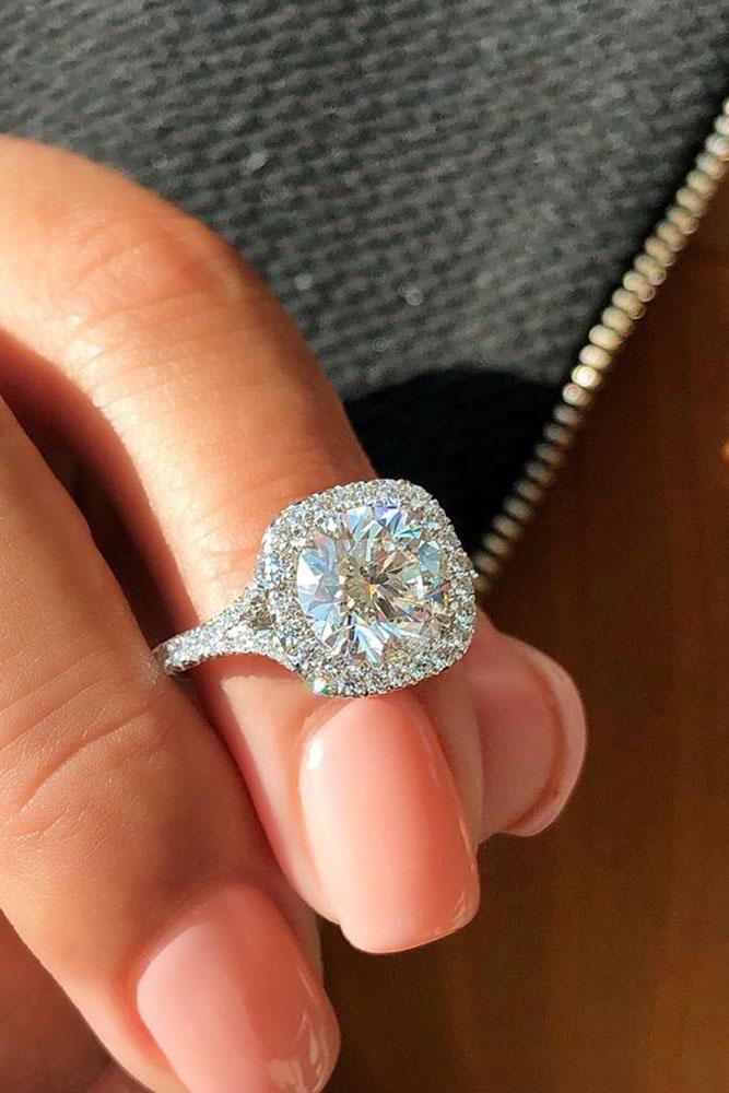 ring trends white gold engagement rings round cut engagement rings halo rings diamond engagement rings split shank