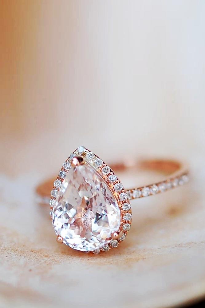 sapphire engagement rings rose gold engagement rings pear shaped engagement rings diamond halo engagement rings pave band pink sapphire rings