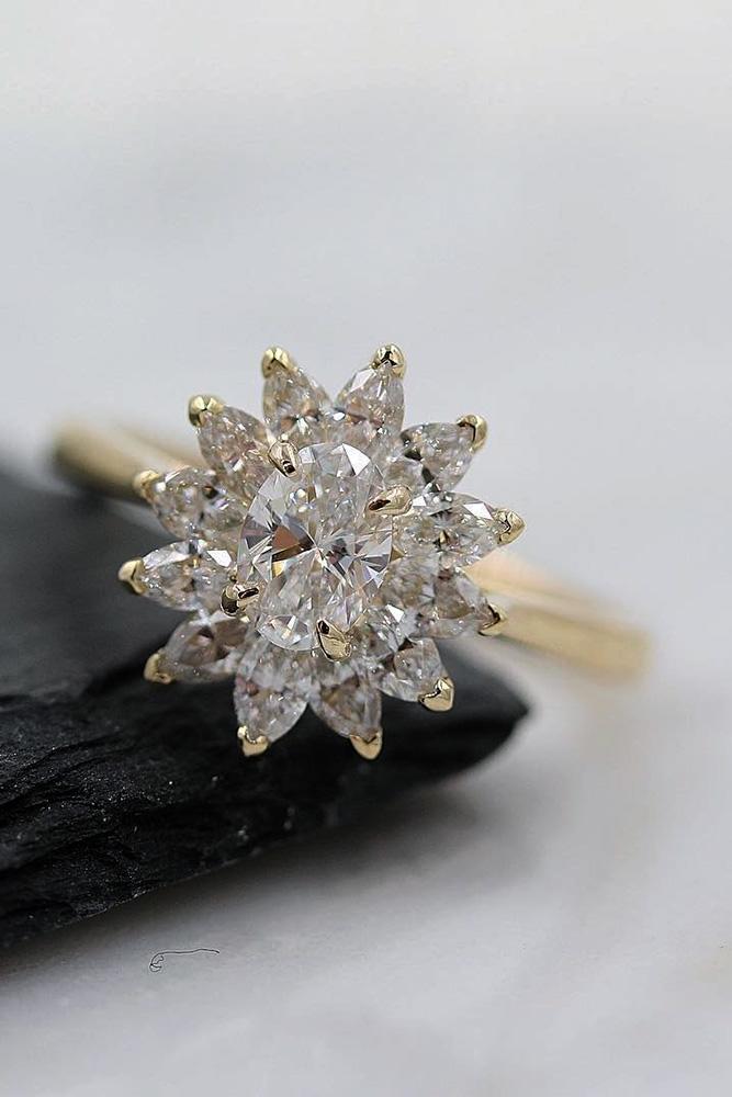 unique engagement rings diamond engagement rings rose gold engagement rings oval cut engagement rings floral rings