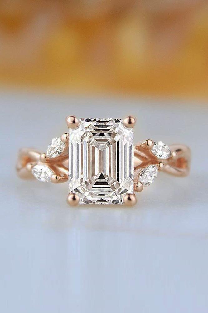 unique engagement rings floral engagement rings diamond engagement rings emerald cut engagement rings rose gold engagement rings