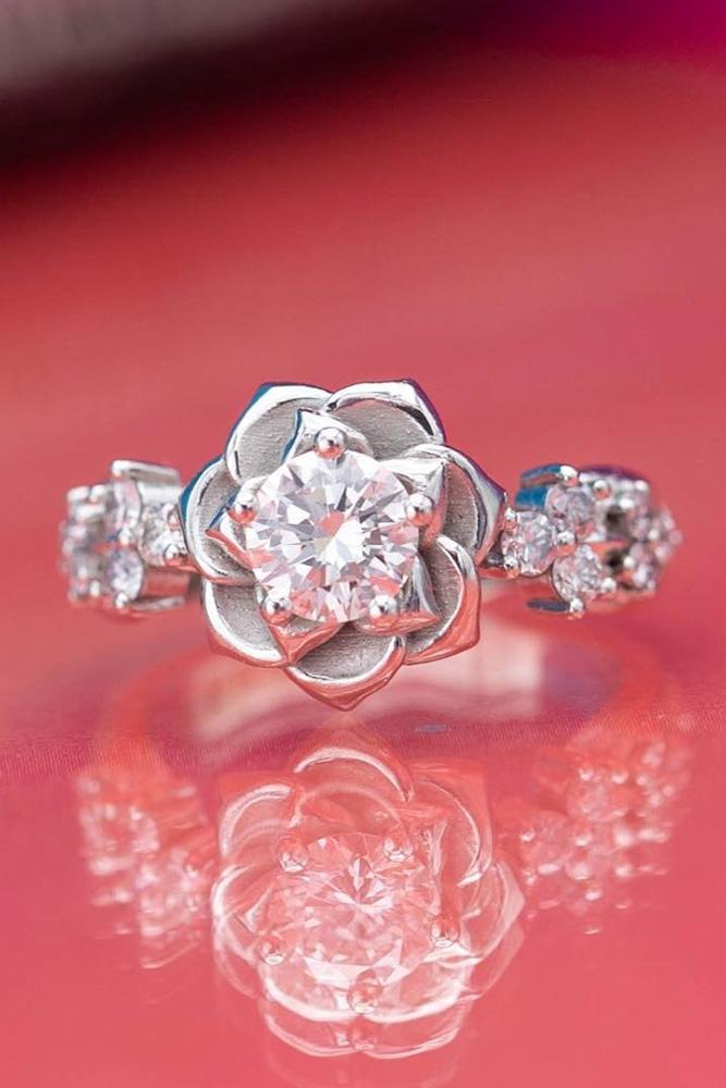 unique engagement rings white gold engagement rings diamond engagement rings round engagement rings floral engagement rings