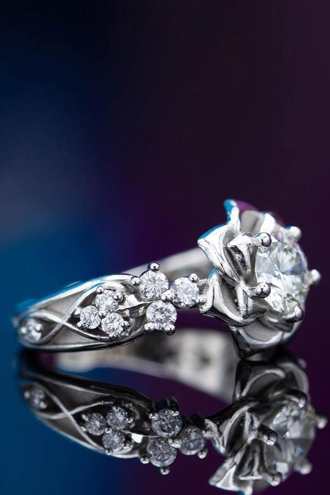 unique engagement rings white gold engagement rings diamond engagement rings round engagement rings floral rings