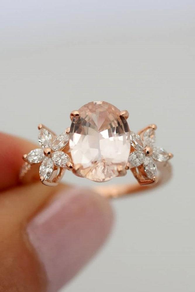 sapphire engagement rings rose gold engagement rings floral engagement rings pink sapphire rings diamond rings