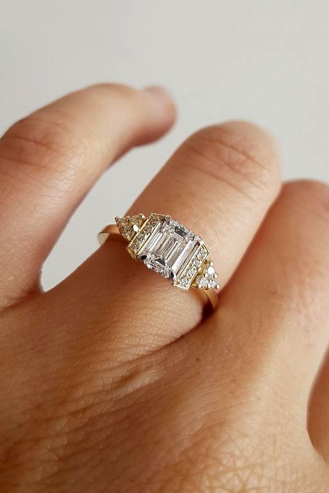 unique engagement rings rose gold engagement rings diamond engagement rings emerald cut diamond rings beautiful rings