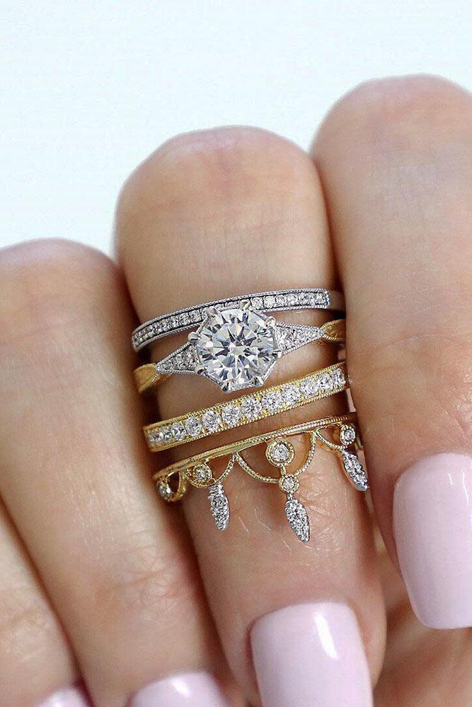 unique wedding rings two tone wedding rings bridal set diamond engagement rings unique engagement rings round engagement rings
