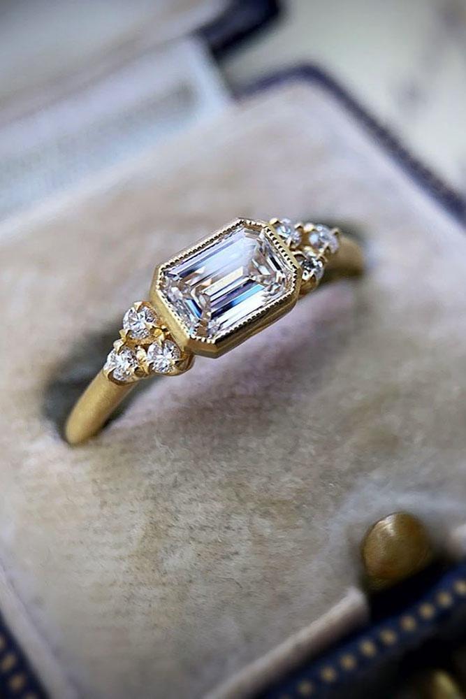 vintage engagement rings rose gold engagement rings unique engagement rings emerald cut engagement rings