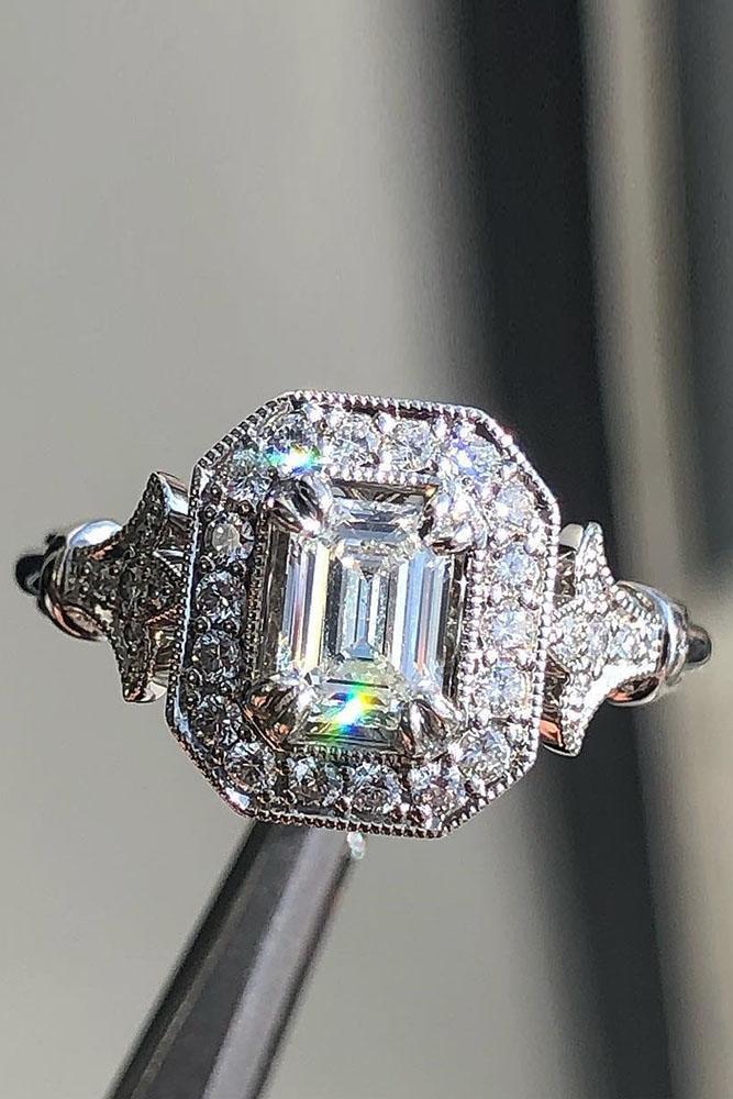 vintage engagement rings white gold engagement rings unique engagement rings emerald cut engagement rings diamond engagement rings