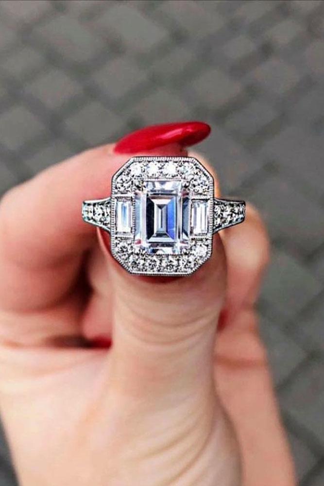 vintage engagement rings white gold engagement rings unique engagement rings emerald cut engagement rings diamond engagement rings