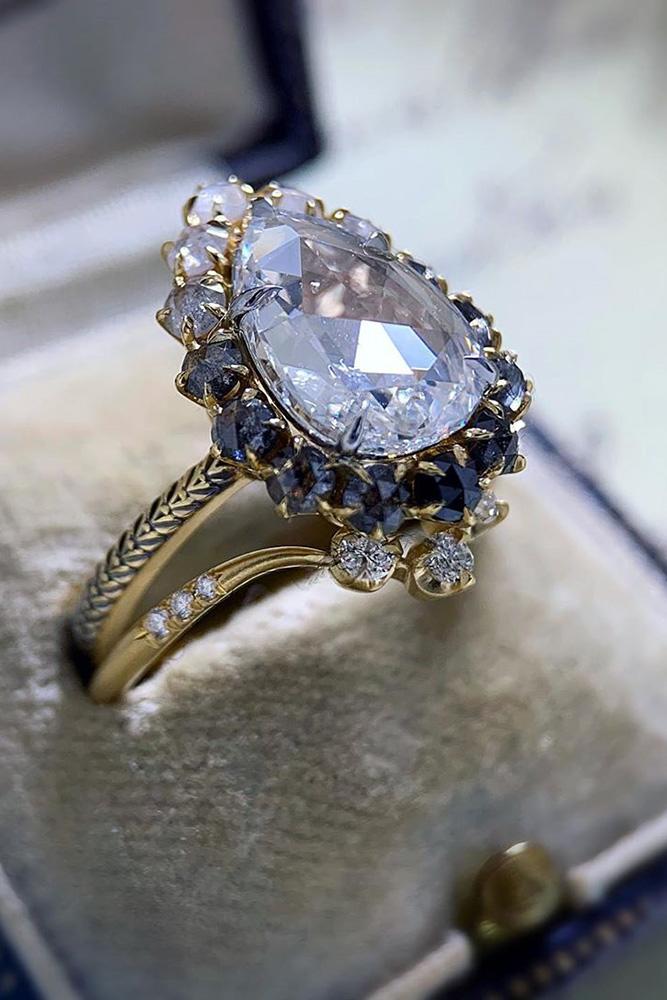 vintage wedding rings rose gold wedding ring pear shaped diamond ring unique ring