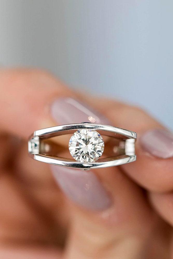 white gold engagement rings diamond engagement rings unique engagement rings double tape rings round engagement rings