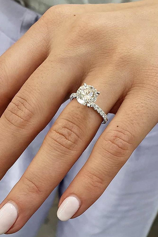 white gold engagement rings simple engagement rings diamond engagement rings round engagement rings pave band