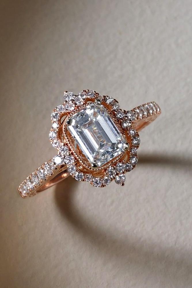 beautiful engagement rings emerald cut engagement rings rose gold engagement rings unique engagement rings