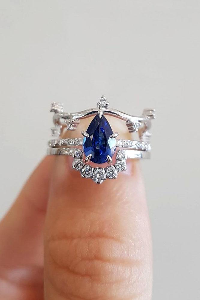 sapphire engagement rings white gold engagement rings unique engagement rings pear shaped sapphire rings
