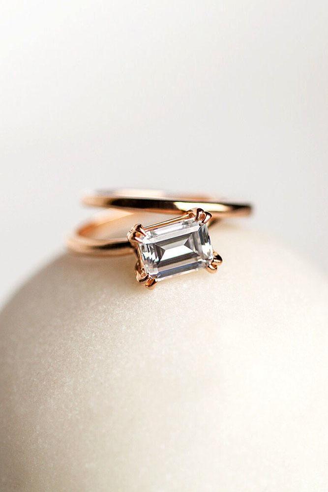 simple engagement rings rose gold engagement rings emerald cut diamond engagement rings solitaire engagement rings