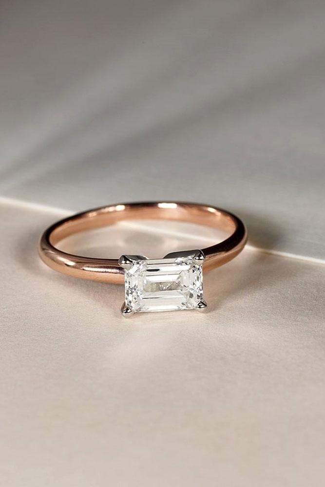 simple engagement rings rose gold engagement rings emerald cut diamond engagement rings solitaire engagement rings