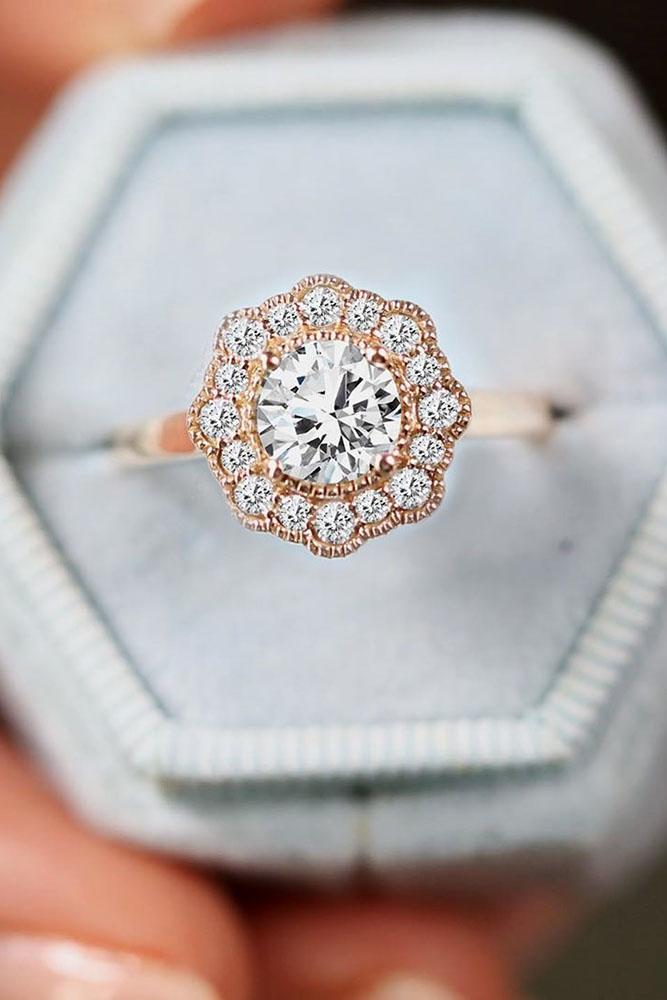unique engagement rings rose gold engagement rings round engagement rings halo engagement rings ring boxes