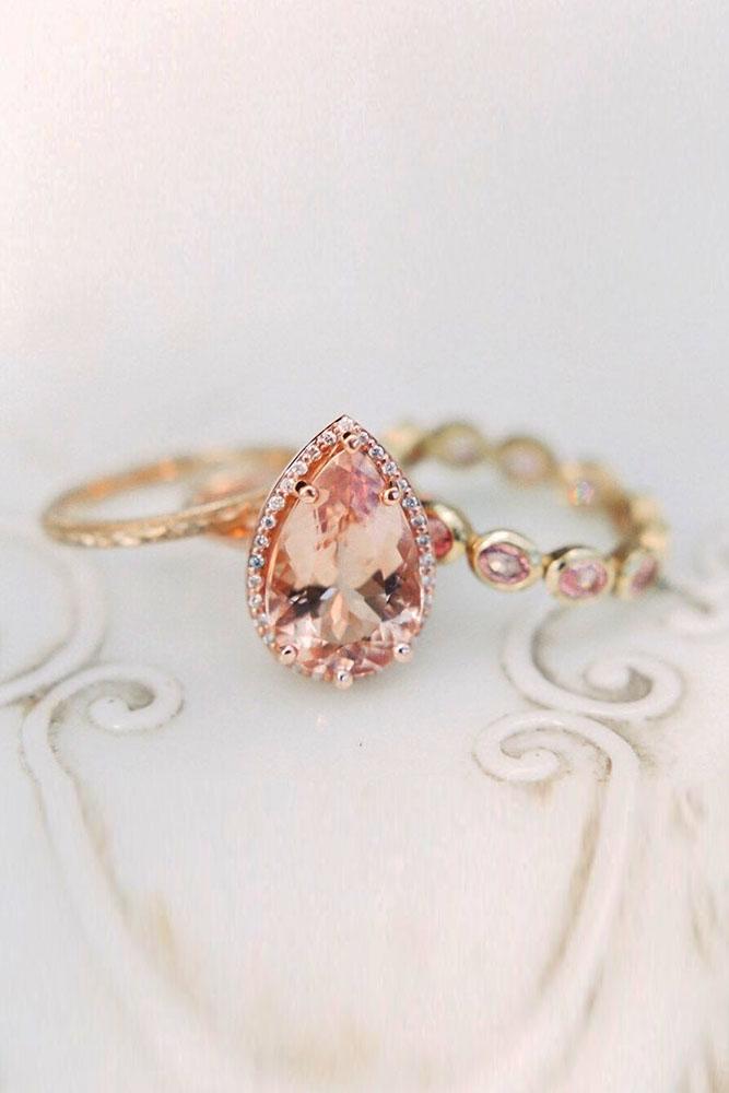 unique wedding rings wedding ring sets rose gold engagement rings halo engagement rings pear shaped engagement rings morganite rings