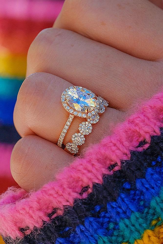 bridal sets oval cut engagement rings diamond engagement rings rose gold engagement rings wedding ring sets halo engagement rings