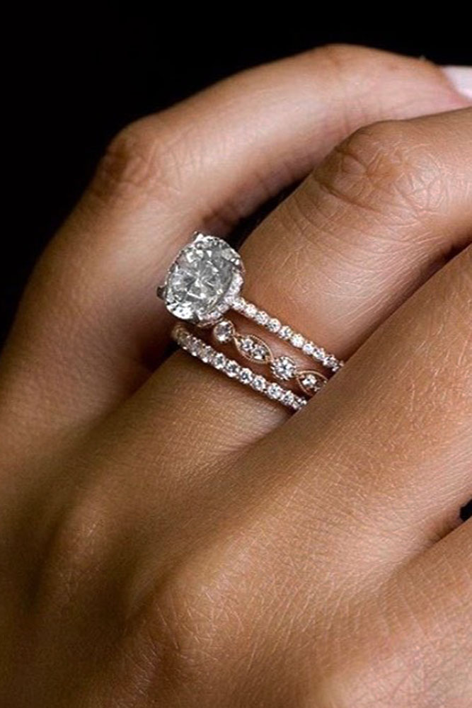 bridal sets rose gold wedding rings rose gold engagement rings diamond engagement rings round engagement rings