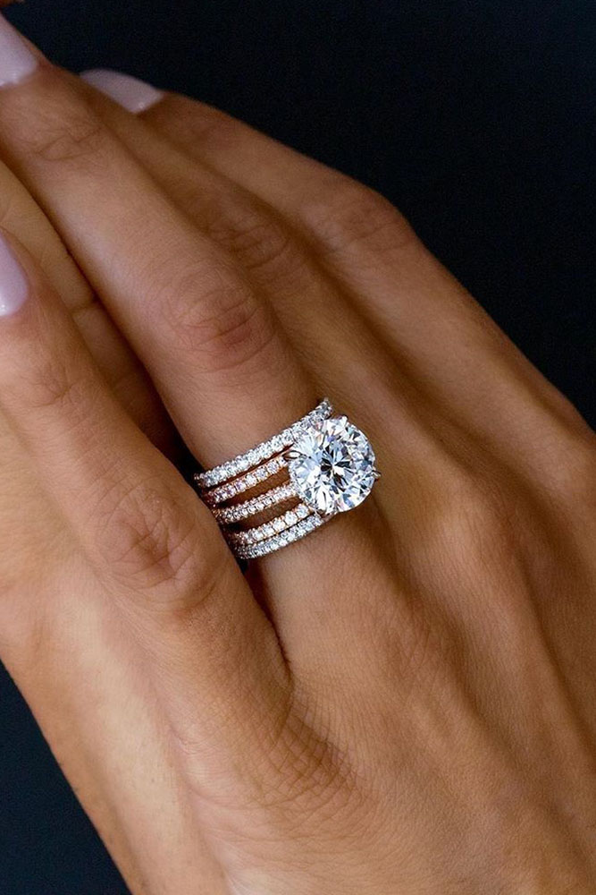bridal sets rose gold wedding rings rose gold engagement rings diamond engagement rings round engagement rings