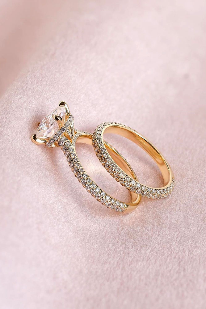 bridal sets rose gold wedding rings rose gold engagement rings diamond engagement rings round engagement rings