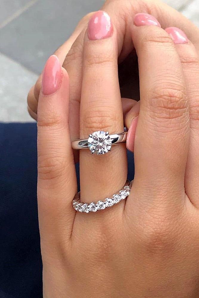 bridal sets round cut engagement rings diamond engagement rings white gold engagement rings wedding ring sets