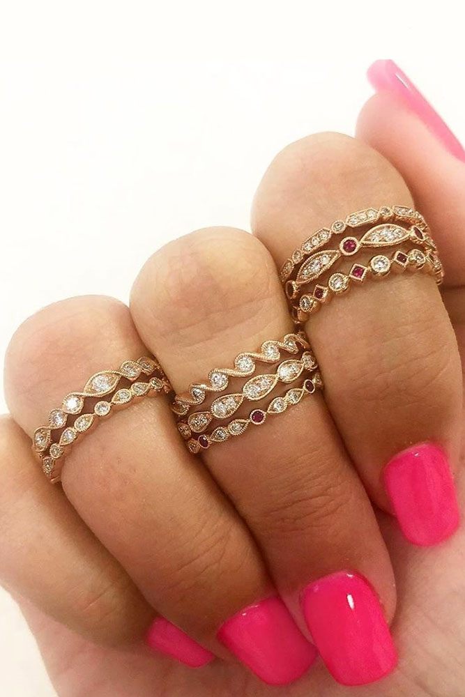 unique wedding rings rose gold wedding bands diamond wedding rings stackable wedding rings unique wedding bands gemstone rings