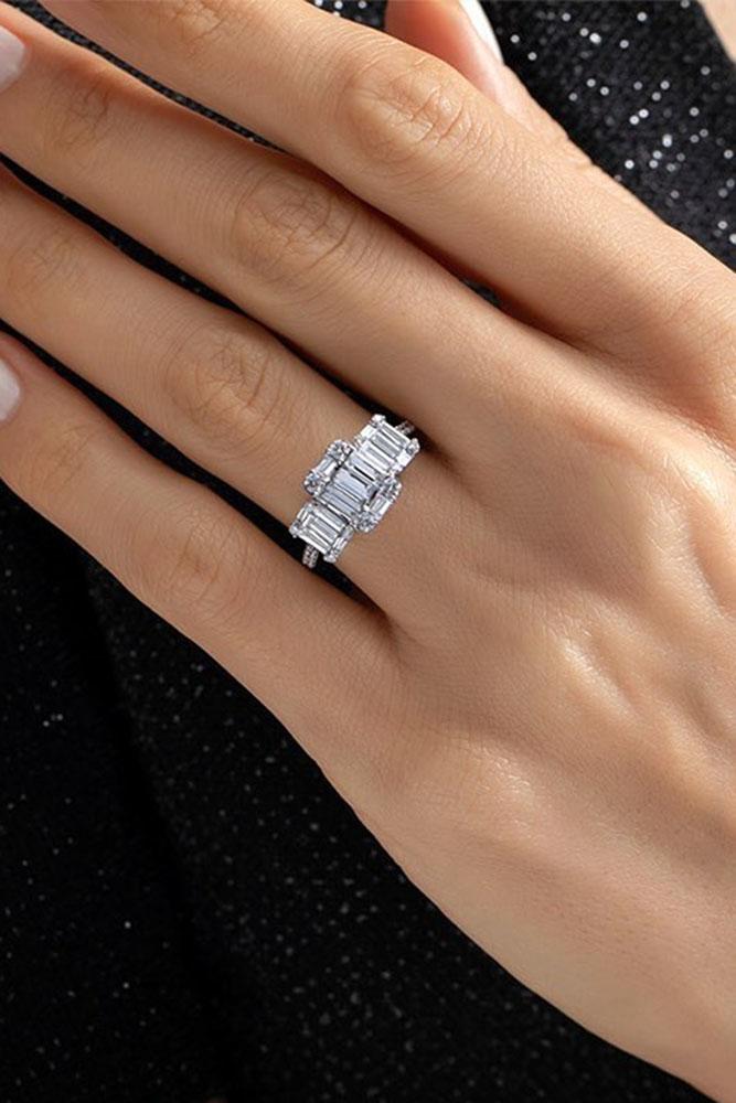 white gold engagement rings diamond engagement rings emerald cut engagement rings best rings three stone engagement rings