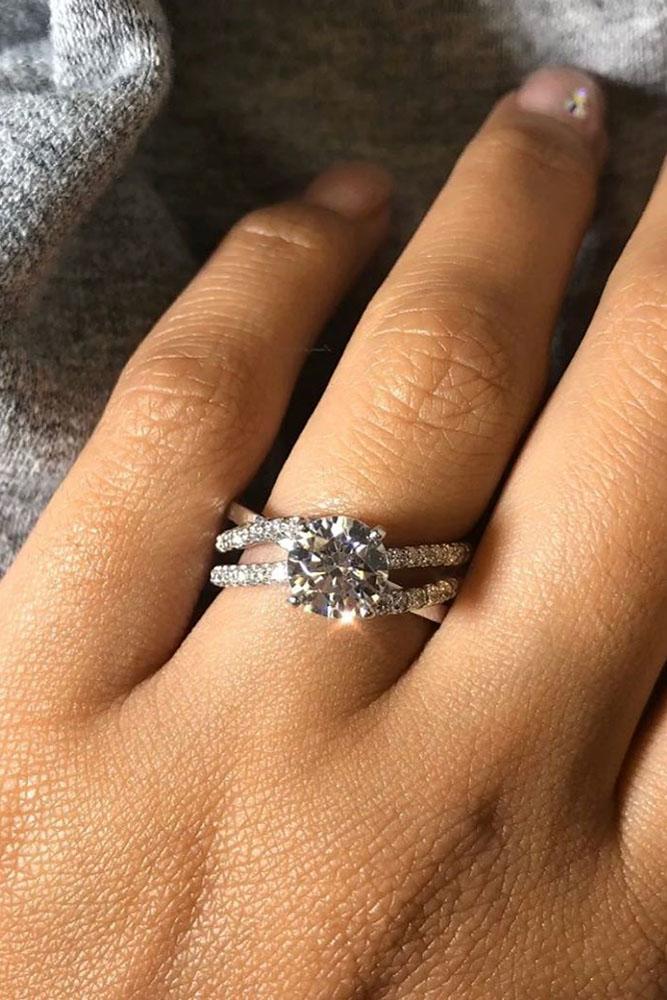 white gold engagement rings diamond engagement rings round engagement rings unique pave bands unique engagement rings
