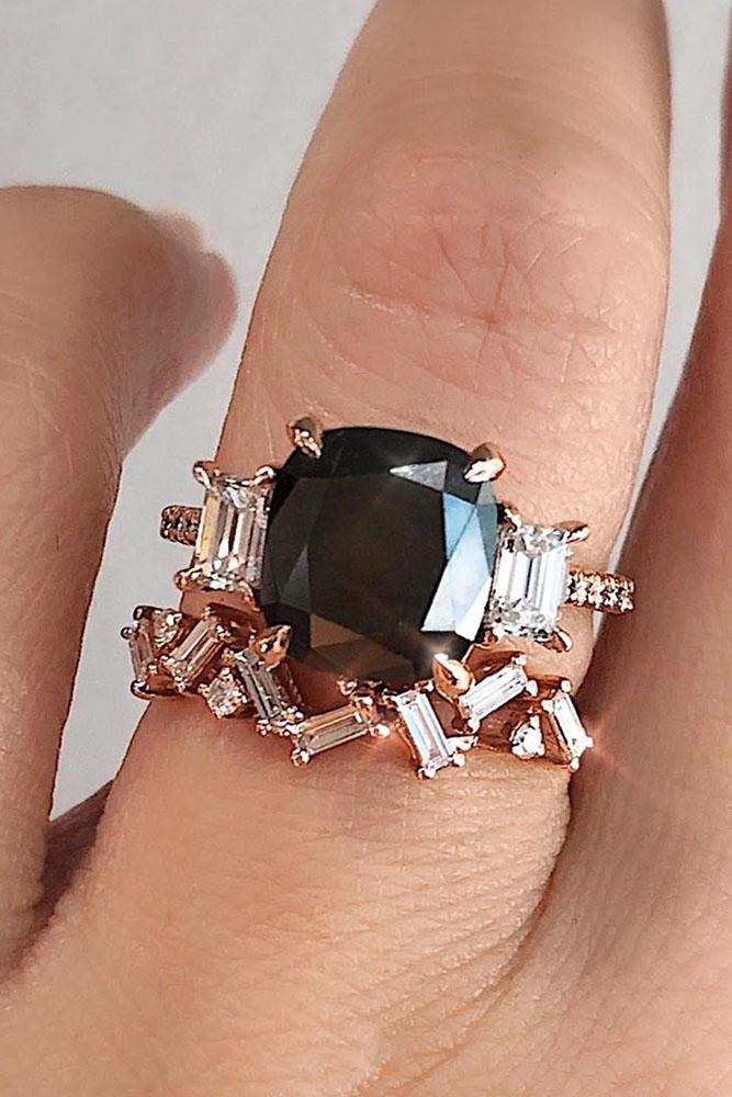 black diamond engagement rings unique wedding ring sets three stone engagement rings rose gold wedding rings bridal sets