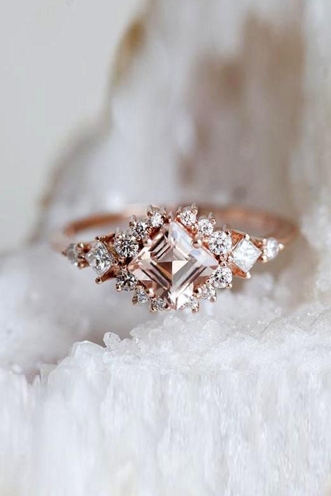 colored engagement rings morganite rings halo engagement rings diamond engagement rings rose gold engagement rings princess cut engagement rings