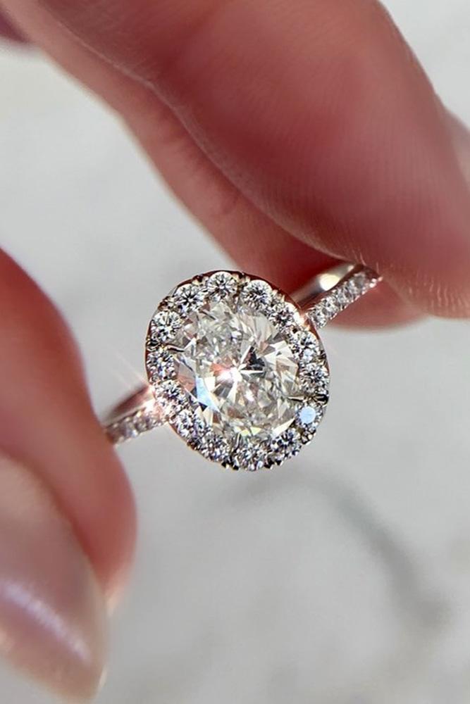 oval cut engagement rings white gold engagement rings diamond engagement rings halo engagement rings pave band