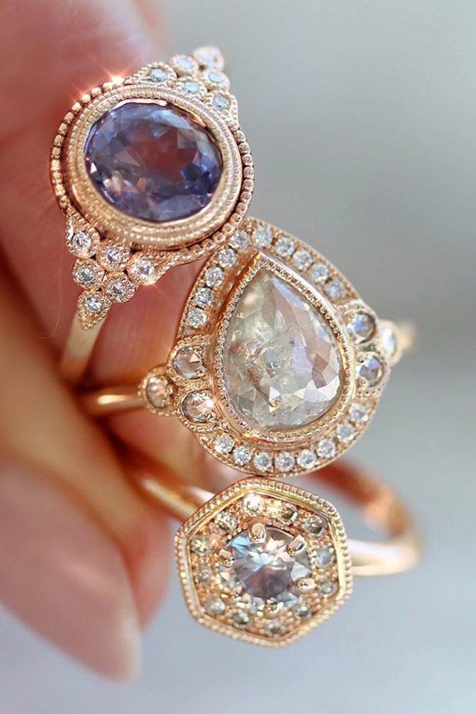 vintage engagement rings rose gold engagement rings unique engagement rings diamond engagement rings halo engagement rings