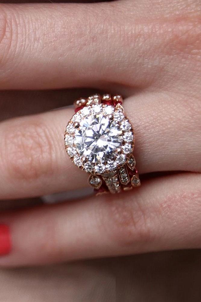 wedding ring sets rose gold engagement rings halo engagement rings diamond rings
