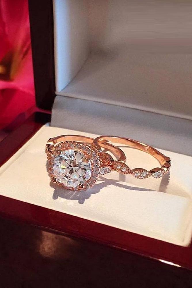 wedding ring sets rose gold engagement rings halo engagement rings diamond rings