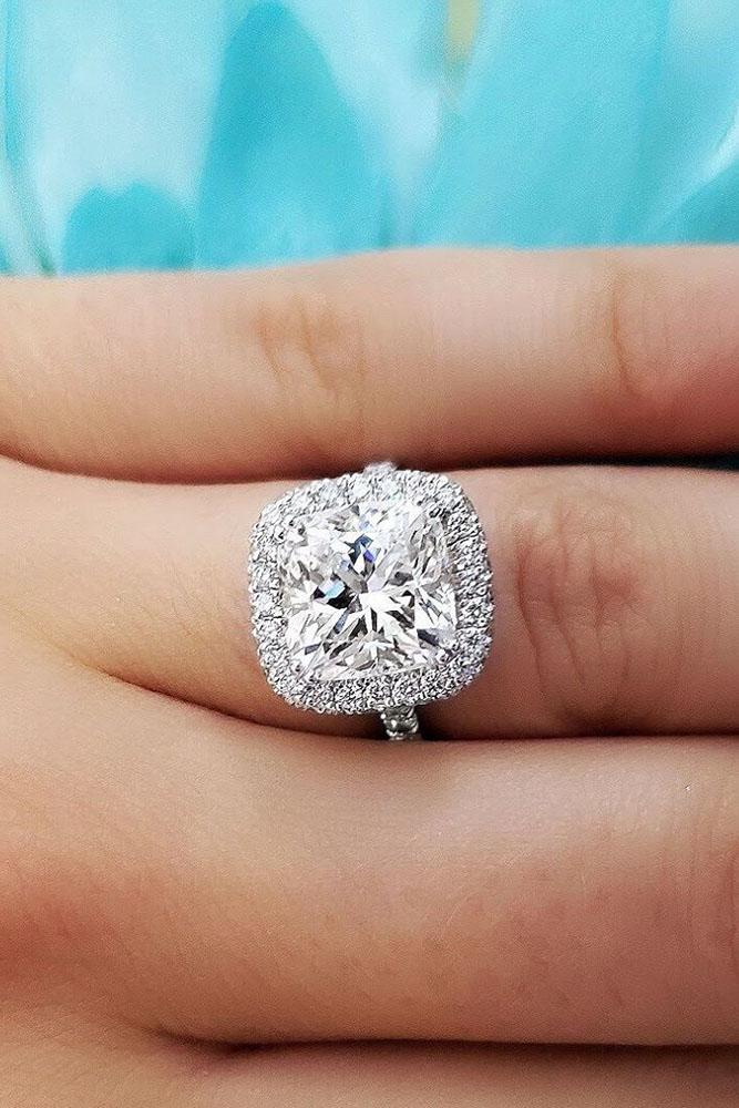 white gold engagement rings halo engagement rings diamond engagement rings cushion cut engagement rings pave band