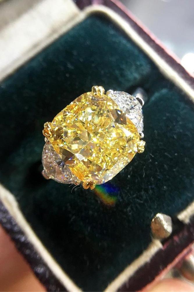 diamond engagement rings yellow diamond engagement rings unique engagement rings cushion cut engagement rings