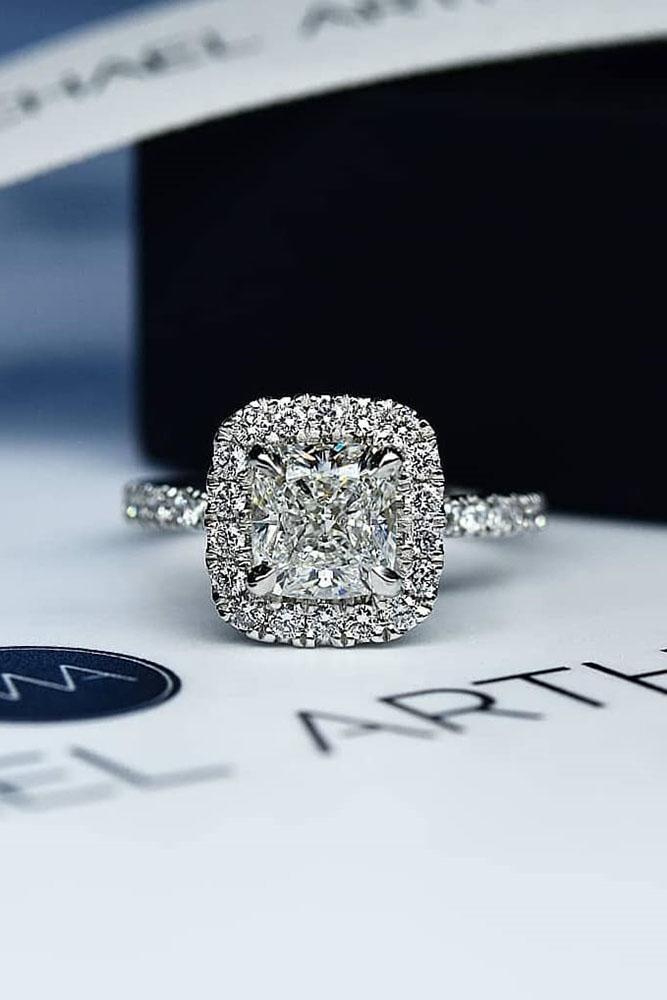 ring trends halo engagement rings white gold engagement cushion cut rings