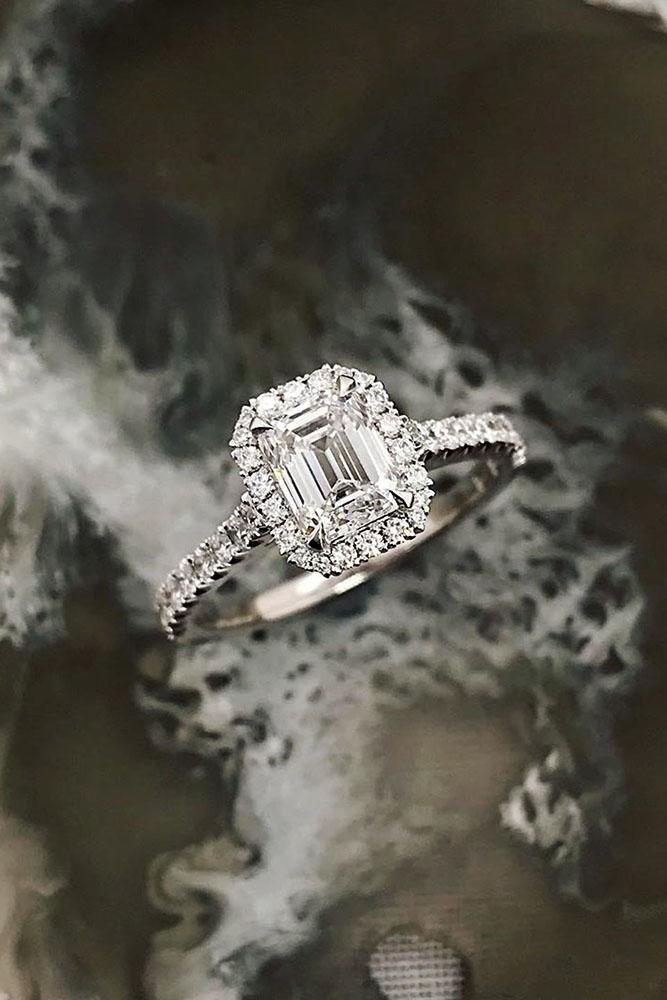 ring trends halo engagement rings white gold engagement emerald cut rings