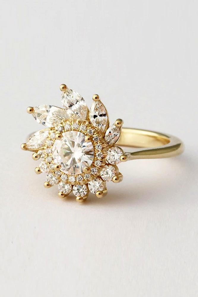 ring trends unique engagement rings yellow gold engagement floral rings